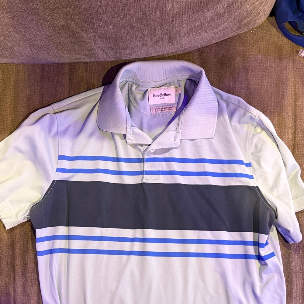 Goodfellow & Co Light Blue Striped Polo Shirt